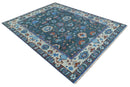 Teal Blue and Ivory Hand Knotted Wool Oushak Area Rug - Traditional Multi Size by The Rug Decor