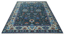 Teal Blue and Ivory Hand Knotted Wool Oushak Area Rug - Traditional Multi Size by The Rug Decor