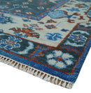Teal Blue and Ivory Hand Knotted Wool Oushak Area Rug - Traditional Multi Size by The Rug Decor