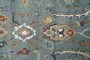Hand Knotted Gray and Ivory Traditional Oriental Oushak Wool Area Rug