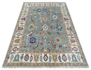 Wool Hand Knotted Area Rug in Gray and Ivory - Traditional Oriental Oushak Style by The Rug Decor