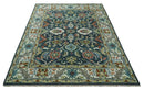 Green and Ivory Wool Area Rug - Hand Knotted Traditional Oushak by The Rug Decor