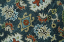 Green and Ivory Wool Area Rug - Hand Knotted Traditional Oushak by The Rug Decor