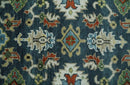 Green and Ivory Wool Area Rug - Hand Knotted Traditional Oushak by The Rug Decor