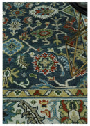 Green and Ivory Wool Area Rug - Hand Knotted Traditional Oushak by The Rug Decor