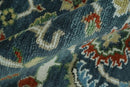 Green and Ivory Wool Area Rug - Hand Knotted Traditional Oushak by The Rug Decor