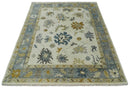Hand Knotted Wool Persian Oushak Traditional Area Rug with Beige and Gray Tones by The Rug Decor