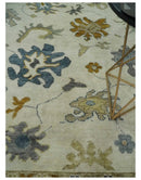 Hand Knotted Wool Persian Oushak Traditional Area Rug with Beige and Gray Tones by The Rug Decor