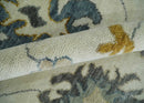 Hand Knotted Wool Persian Oushak Traditional Area Rug with Beige and Gray Tones by The Rug Decor
