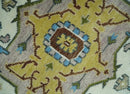 Hand-Knotted Custom Heriz Serapi Wool Rug - Modern Tribal Design Ivory Camel Teal by The Rug Decor
