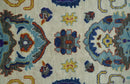 Hand Knotted Wool Oushak Area Rug - Traditional Ivory Charcoal Blue by The Rug Decor