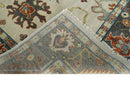 Hand Knotted Wool Area Rug Ivory Charcoal Blue Oushak Traditional Vintage Design by The Rug Decor