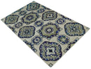 Hand Knotted 5x8 Beige, Violet and Olive Persian made of Recycled Silk Area Rug | OP98