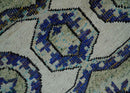 Hand Knotted 5x8 Beige, Violet and Olive Persian made of Recycled Silk Area Rug | OP98