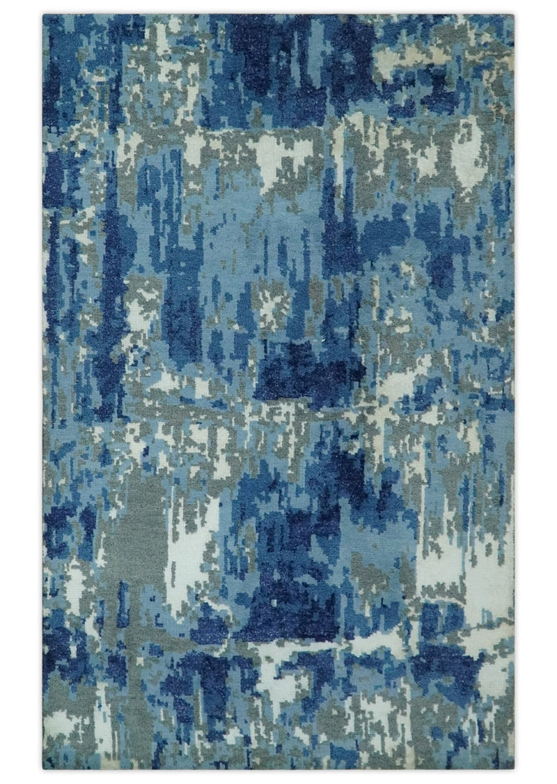 5x8 Modern Abstract Hand Knotted Wool Area Rug