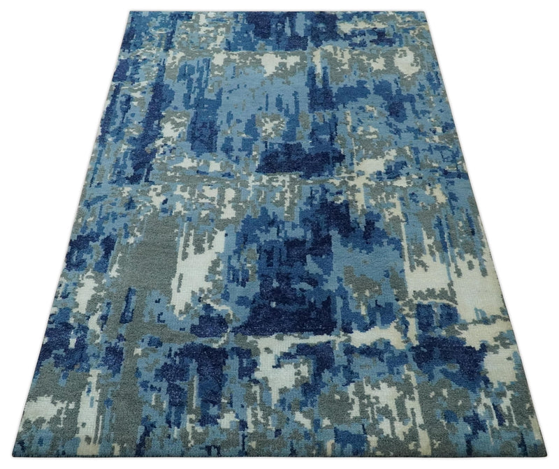 5x8 Modern Abstract Hand Knotted Wool Area Rug