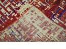 Hand Knotted 5x8 Camel, Rust and Blue Modern Abstract Contemporary Recycled Silk Area Rug | OP126
