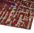 Hand Knotted 5x8 Camel, Rust and Blue Modern Abstract Contemporary Recycled Silk Area Rug | OP126