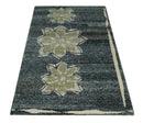 Hand Knotted 5x8 Charcoal, Beige and Olive Floral Persian made of Recycled Silk Area Rug | OP90
