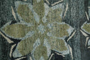 Charcoal Beige Teal Floral Area Rug 5x8 - Recycled Silk
