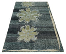 Hand Knotted 5x8 Charcoal, Beige and Teal Floral Persian made of Recycled Silk Area Rug | OP122
