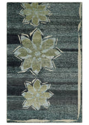 Hand Knotted 5x8 Charcoal, Beige and Teal Floral Persian made of Recycled Silk Area Rug | OP122