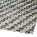 Hand Knotted 5x8 Ivory, Blue and Purple Antique Persian Geometric Style Contemporary Bamboo Silk Area Rug | OP125