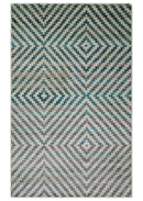 Hand Knotted 5x8 Ivory, Blue and Purple Antique Persian Geometric Style Contemporary Bamboo Silk Area Rug | OP125