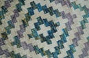Hand Knotted 5x8 Ivory, Blue and Purple Antique Persian Geometric Style Contemporary Bamboo Silk Area Rug | OP125