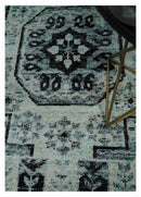 Ivory Bamboo Silk Area Rug 5x8 - Hand Knotted Persian Geometric