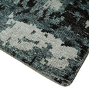 Recycled Silk Area Rug Hand Knotted 5x8 Ivory Teal Black Modern Abstract Contemporary