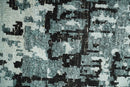 Hand Knotted 5x8 Ivory, Teal and Black Modern Abstract Contemporary Recycled Silk Area Rug | OP91