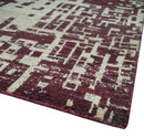 Hand Knotted 5x8 Maroon and Ivory Modern Abstract Contemporary Recycled Silk Area Rug