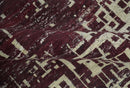 Hand Knotted 5x8 Maroon and Ivory Modern Abstract Contemporary Recycled Silk Area Rug