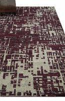 Hand Knotted 5x8 Maroon and Ivory Modern Abstract Contemporary Recycled Silk Area Rug