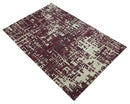 Hand Knotted 5x8 Maroon and Ivory Modern Abstract Contemporary Recycled Silk Area Rug