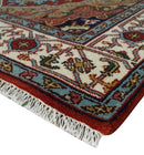 Hand knotted 5x8 Mustard, Brown and Ivory Traditional Heriz Serapi wool area rug by The Rug Decor