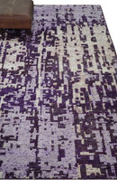 Hand Knotted 5x8 Purple, Violet and Ivory Modern Abstract Contemporary Recycled Silk Area Rug | OP131