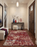 Hand Knotted Recycled Silk Area Rug 5x8 Camel Rust Blue Modern Contemporary Abstract