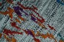 Hand Knotted 5x8 Silver, Red and Gold Modern Abstract Contemporary Recycled Silk Area Rug | OP93