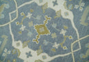 Hand Knotted 6x6 Square Oriental Oushak Ivory, Charcoal and olive Wool Area Rug by The Rug Decor