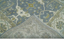 Hand Knotted 6x6 Square Oriental Oushak Ivory, Charcoal and olive Wool Area Rug by The Rug Decor
