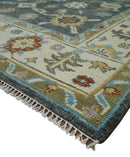 Hand Knotted Gray and Ivory Wool Area Rug Traditional Oushak by The Rug Decor