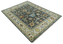 Hand Knotted Gray and Ivory Wool Area Rug Traditional Oushak by The Rug Decor