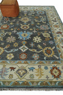 Hand Knotted Gray and Ivory Wool Area Rug Traditional Oushak by The Rug Decor