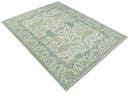 Ivory and Light Blue Wool Oushak Area Rug - Hand Knotted Custom by The Rug Decor