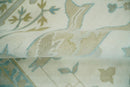 Ivory and Light Blue Wool Oushak Area Rug - Hand Knotted Custom by The Rug Decor