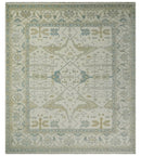 Ivory and Light Blue Wool Oushak Area Rug - Hand Knotted Custom by The Rug Decor