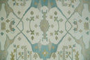 Ivory and Light Blue Wool Oushak Area Rug - Hand Knotted Custom by The Rug Decor