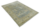 Hand Knotted 6x9 Oriental Oushak Silver and Beige Turkish Style Wool Area Rug